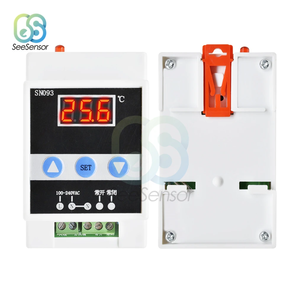 Guide Rail Thermoregulator Digital Temperature Controller Thermostat Refrigeration Heating Control 110-240V | Инструменты