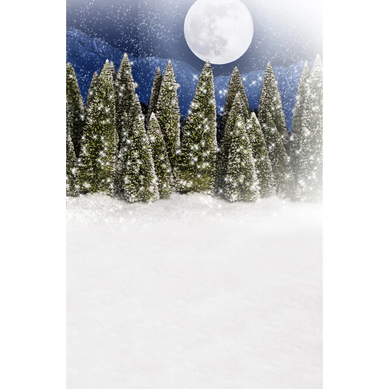 5x7FT веселый рождественский абстрактный Зимний лес блестящая Снежинка Луна на