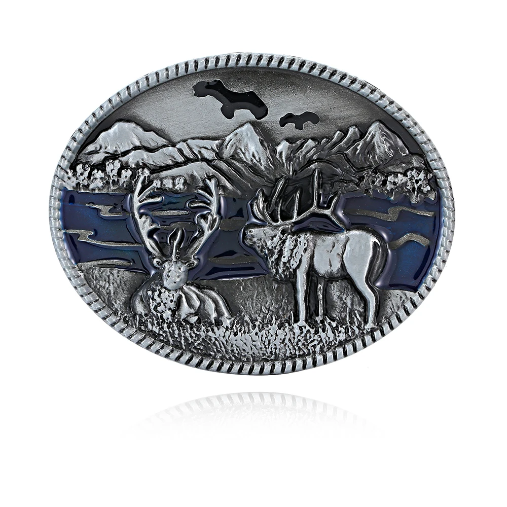 

Western jean leather belt button style for both men and women novel Animal deer belts