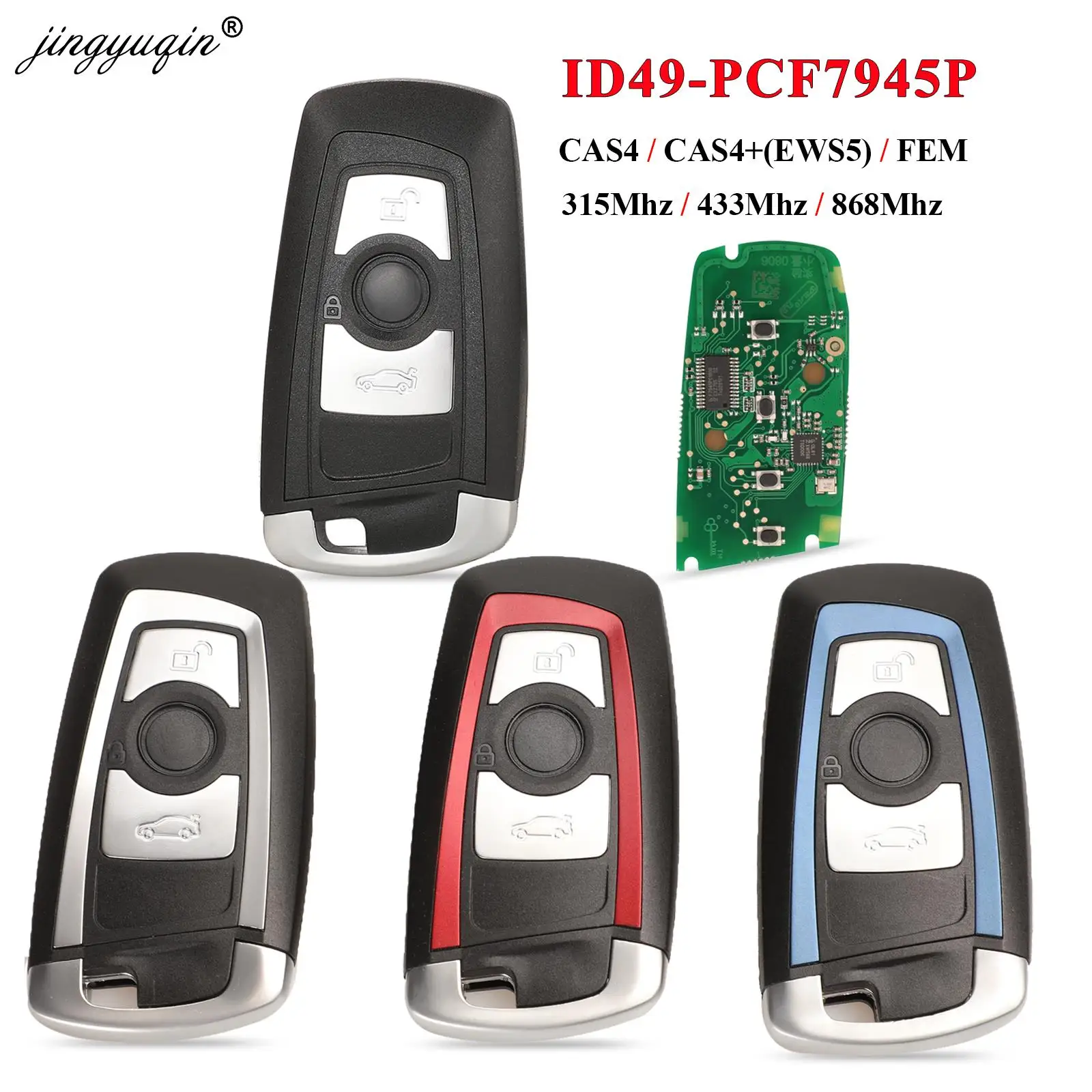 jingyuqin 315/433/868Mhz CAS4 Smart Remote Key Keytless Entry for BMW 3 5 7 Series 523 528 535 550 318 320 325 328 330 PCF7945