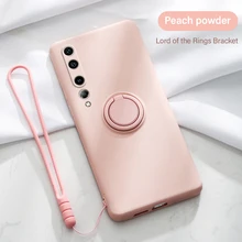 Color Metal Ring Holder Liquid Silicone Case For Xiaomi 8SE 9 9SE 10 10T 10I 11 Pro Ultra lite Soft Silicone Bracket Back Covers