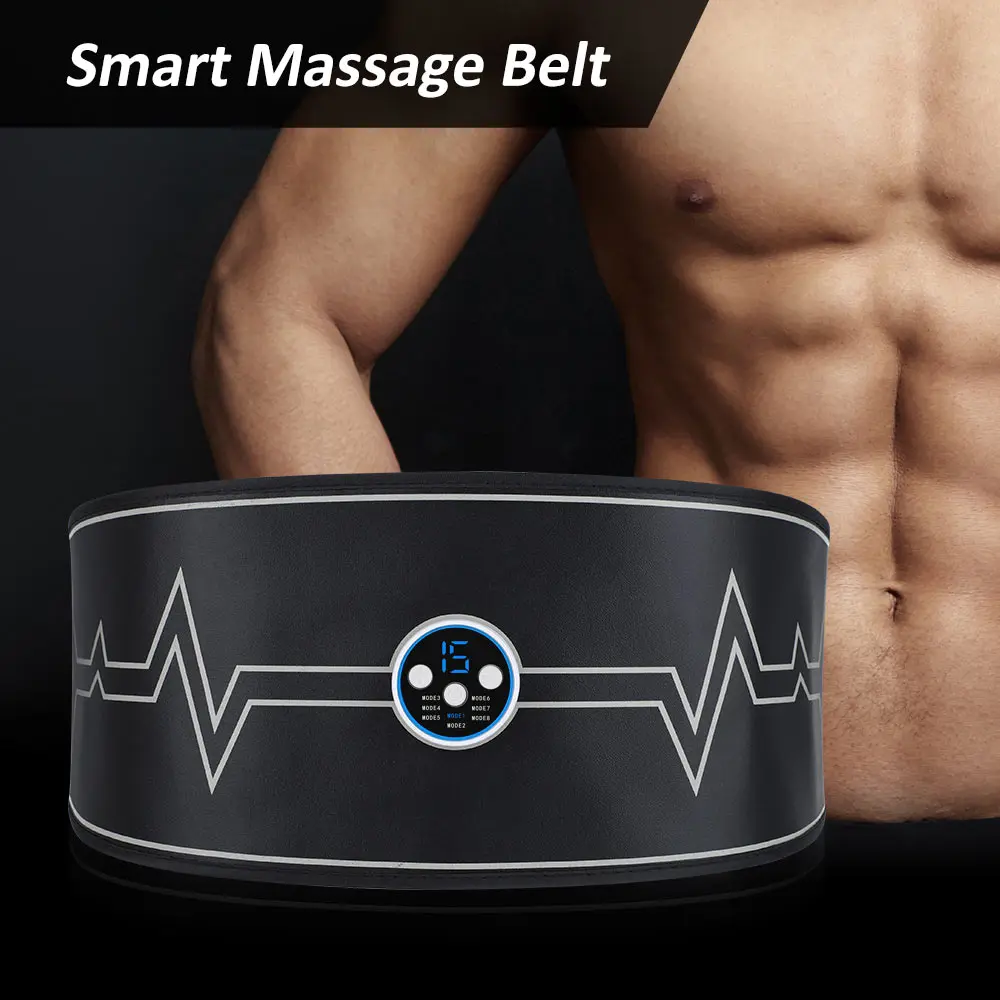 

Upgraded EMS Slimming Massage Belt Abdominal Muscle Stimulator Conductive Cloth Body Shaping Machine 8 Modes 15 Levels Intensity