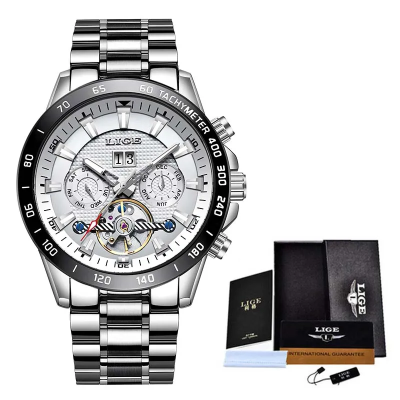 

2020 New LIGE Men Automatic Watches Luxury Mechanical Wristwatch Stainless Steel Sport Waterproof Watch Men Mekaniska klockor