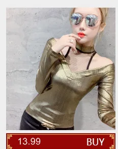 3726 Black Long Sleeve T Shirt Women One Shoulder Tops Spliced Ruffles Slim Stretch Sexy Nightclub Top Female Mesh Round Neck