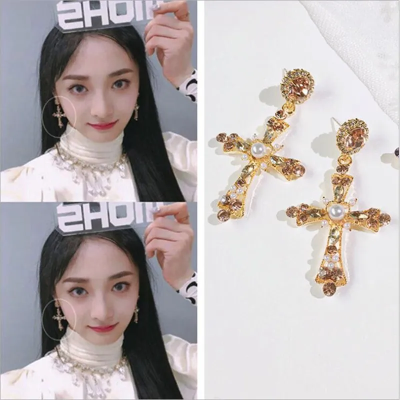 Женские серьги-подвески с кристаллами Винтажные серьги в стиле барокко модные