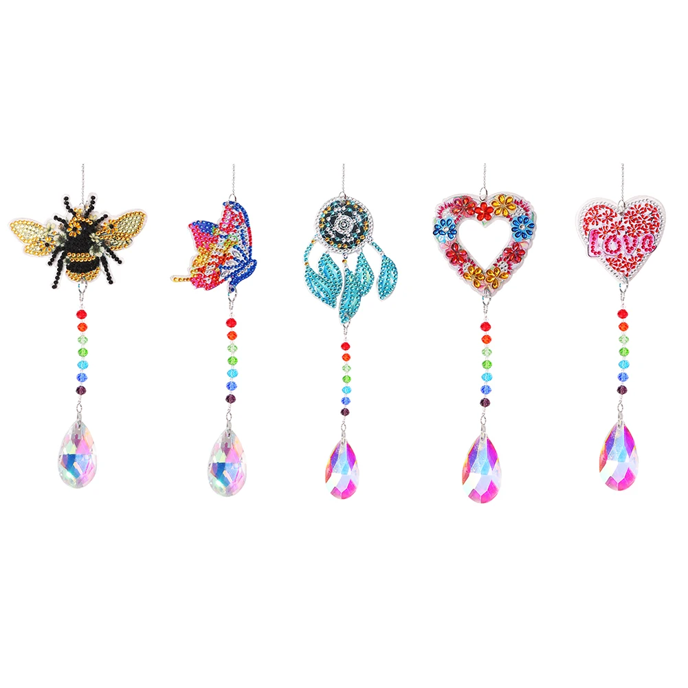 

DIY 5D Diamond Painting Mosaic Sun Catcher Jewelry Kit Rhinestone Wind Chime Crystal Light Catching Hanging Pendant Crafts Decor