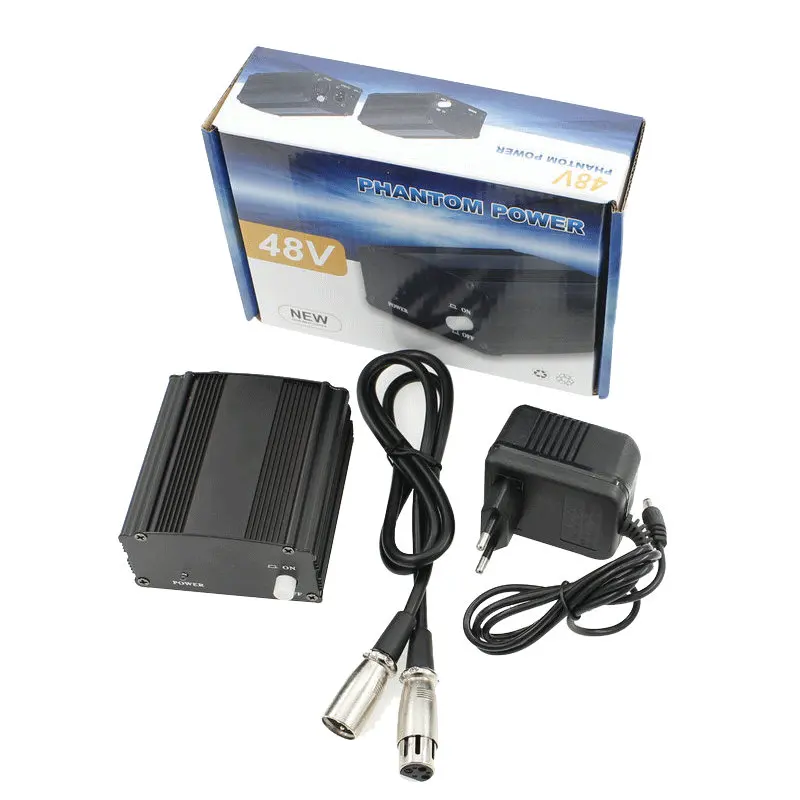 48 В Phantom power для BM 800 конденсаторный Студийный микрофон Запись пения под караоке питания оборудование ЕС вилка аудио адаптер DC power