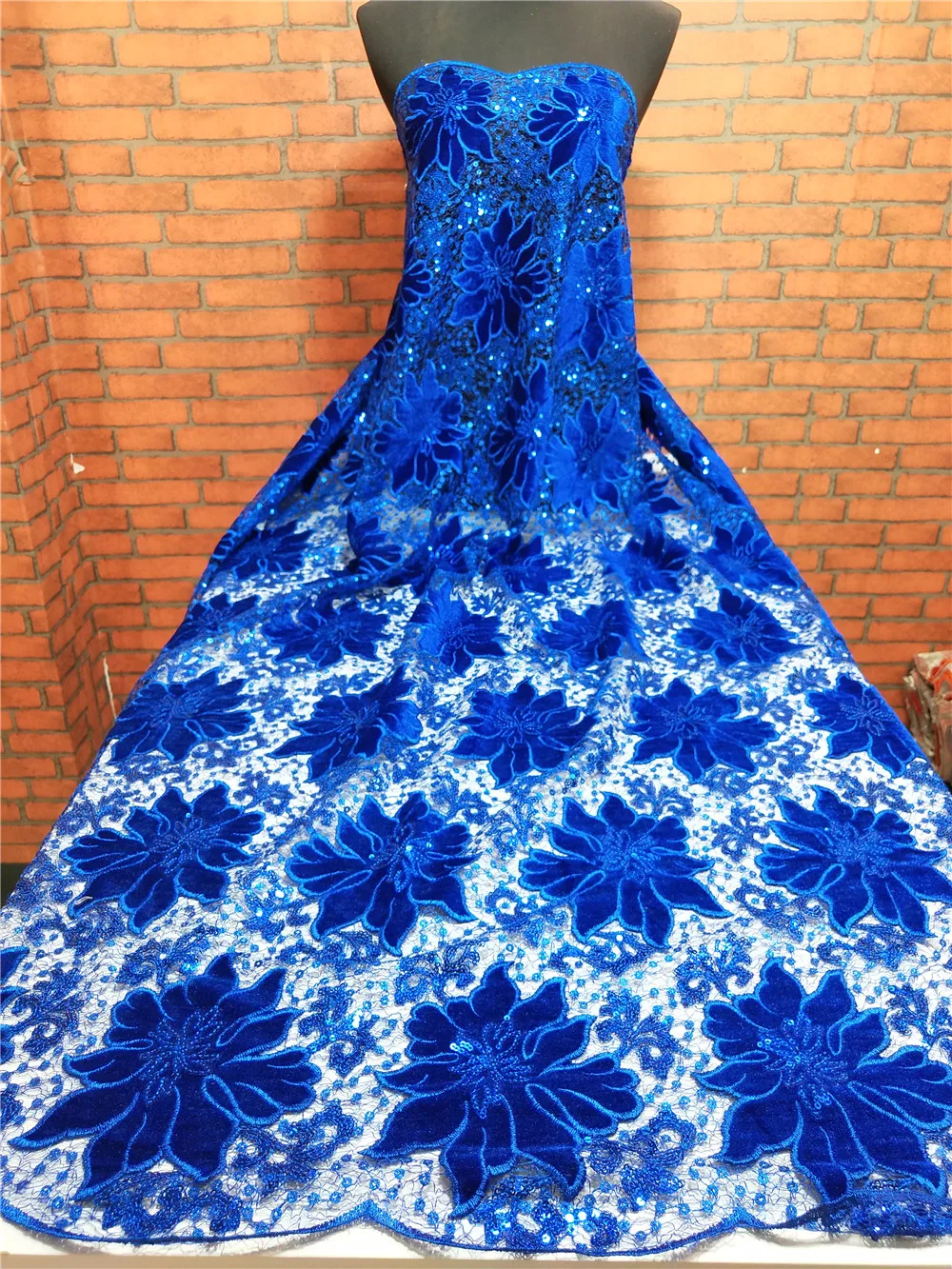 African lace fabric 5yds/pce linac velvet 3cm&5cm shiny sequins mesh fabrics women gorgeous luxury lagos party nigerian asoebi