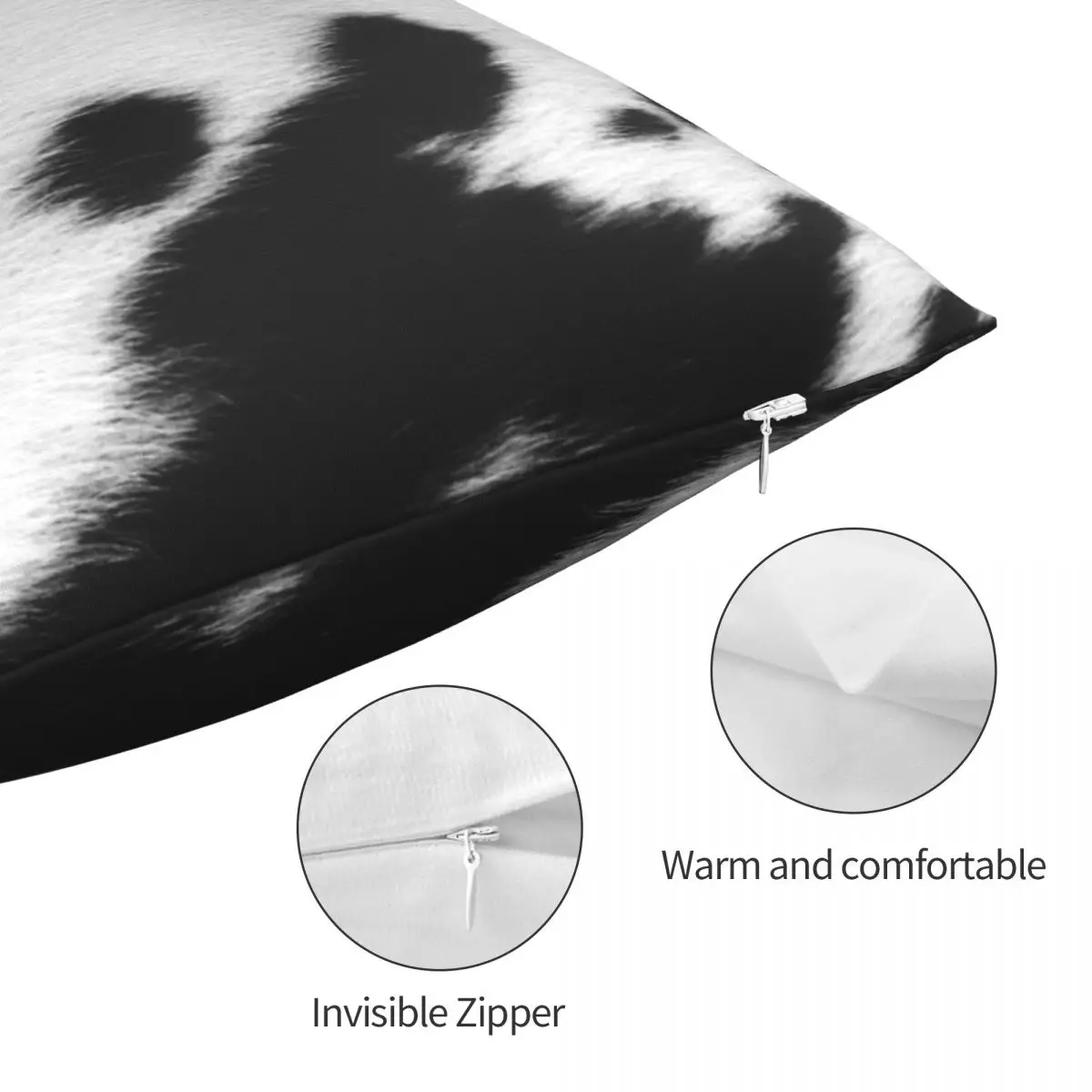 Чехол из воловьей кожи с черной и белой текстурой квадратная подушка чехол