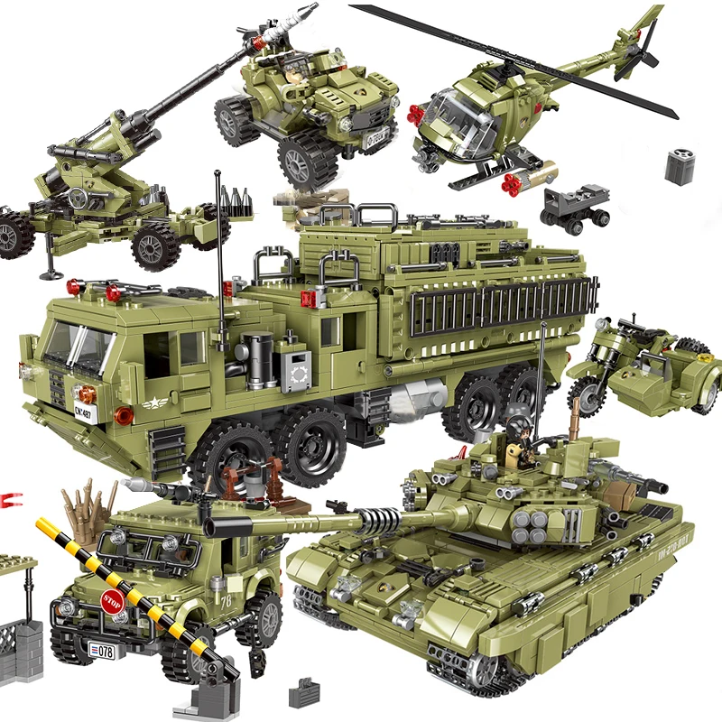 Военные строительные блоки для грузовиков SWAT армейские фигурки модель мотоцикла
