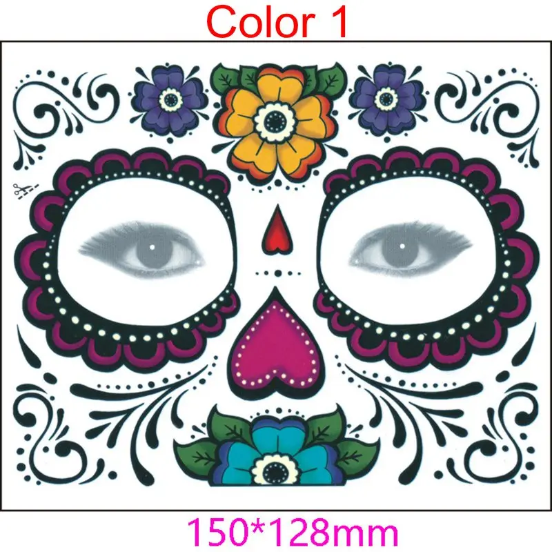 Водонепроницаемая маска для лица Череп временные тату наклейки Красота Макияж