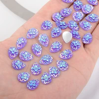 boliao shiny 40pcs 1014mm 0 390 55in drop shape flower resin purple rhinestone flatback craftwedding decoration diy