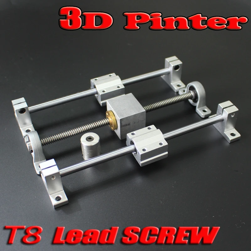 Lead 4mm no motor 3d принтер направляющие комплекты T8 свинцовый винт 100 200 300 400 500 мм+ линейный вал+ KP08 SK8 SC8UU+ гайка Корпус+ муфта+ 2408 мотор - Цвет: Lead 4mm no motor