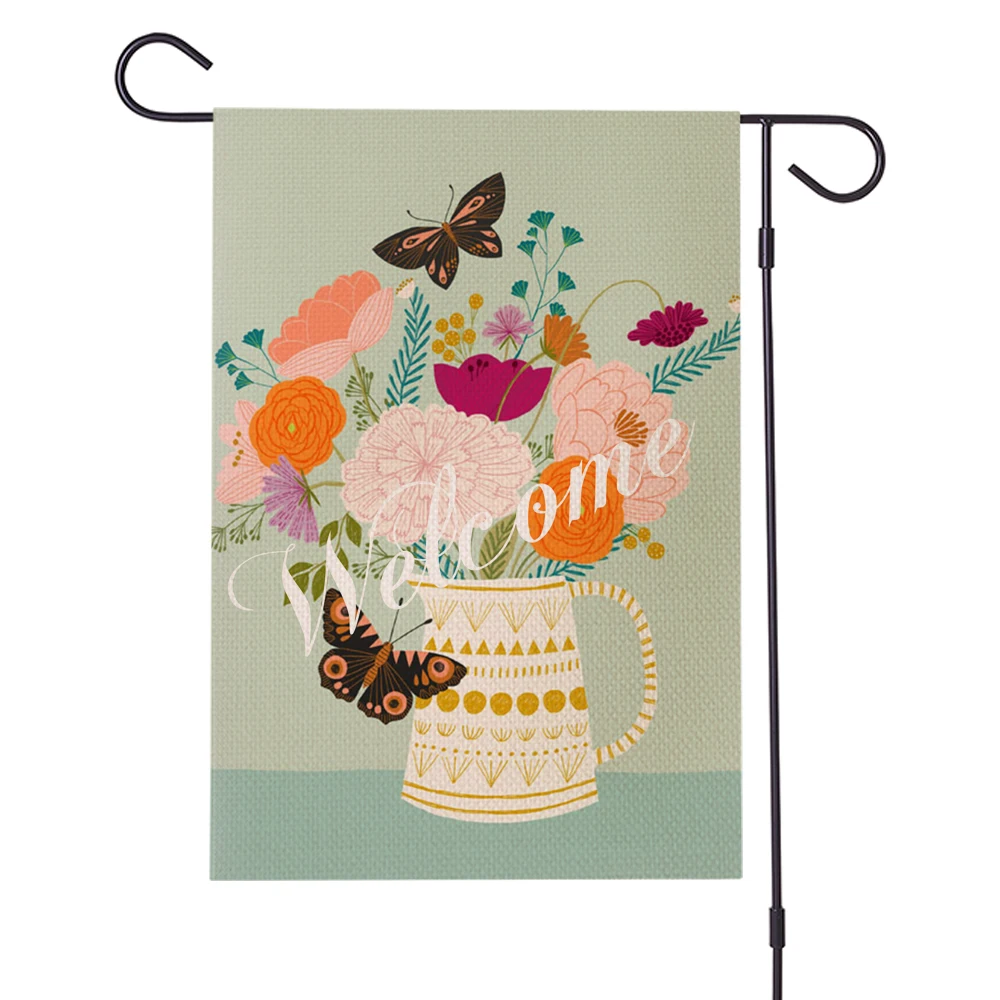 

30x45cm Double Sides Garden Flags Flowers Birds Flax Banner Party Banner Flags DIY Birthday Festival Decoration Accessiories