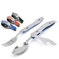 stainless steel folding knife and fork three piece detachable camping outdoor tableware multifunctional portable tableware set