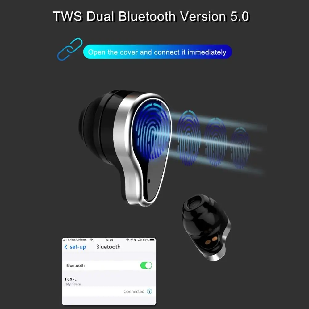 

T89PRO 1.14inch Bluetooth Smart Band Smart Bracelet Waterproof Heart Rate Monitor Smart Watch Band with Earbuds Sport Wristband