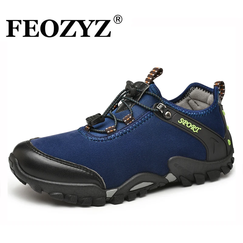 

FEOZYZ Outdoor Mens Shoes Casual Sport Anti Slip Leather Sneakers China Rubber Sole Trekking Exploring Hiking Shoes Men