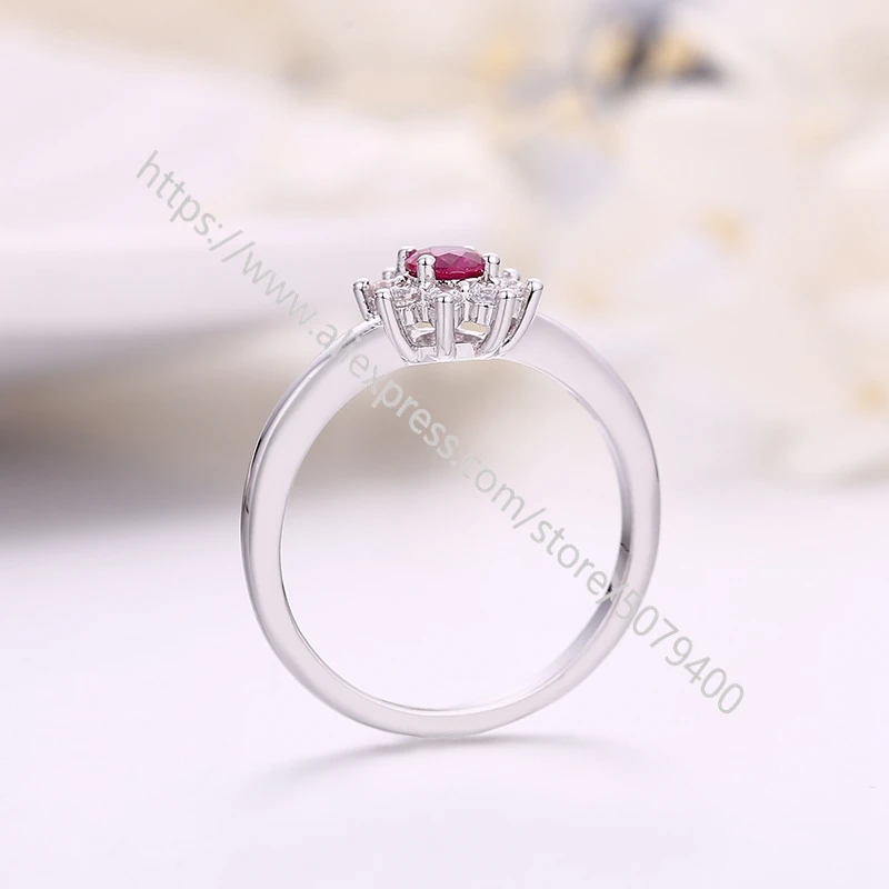 

Cute Round Cut Pink CZ Ring sil-ver Plated Cooper Ring Mothers Holiday Gift Birthstone Ring Gems stone Rings
