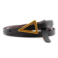 2020 woman belt genuine leather pu mixed high quality female strap fashion designer brand triangle metal buckle thin belt
