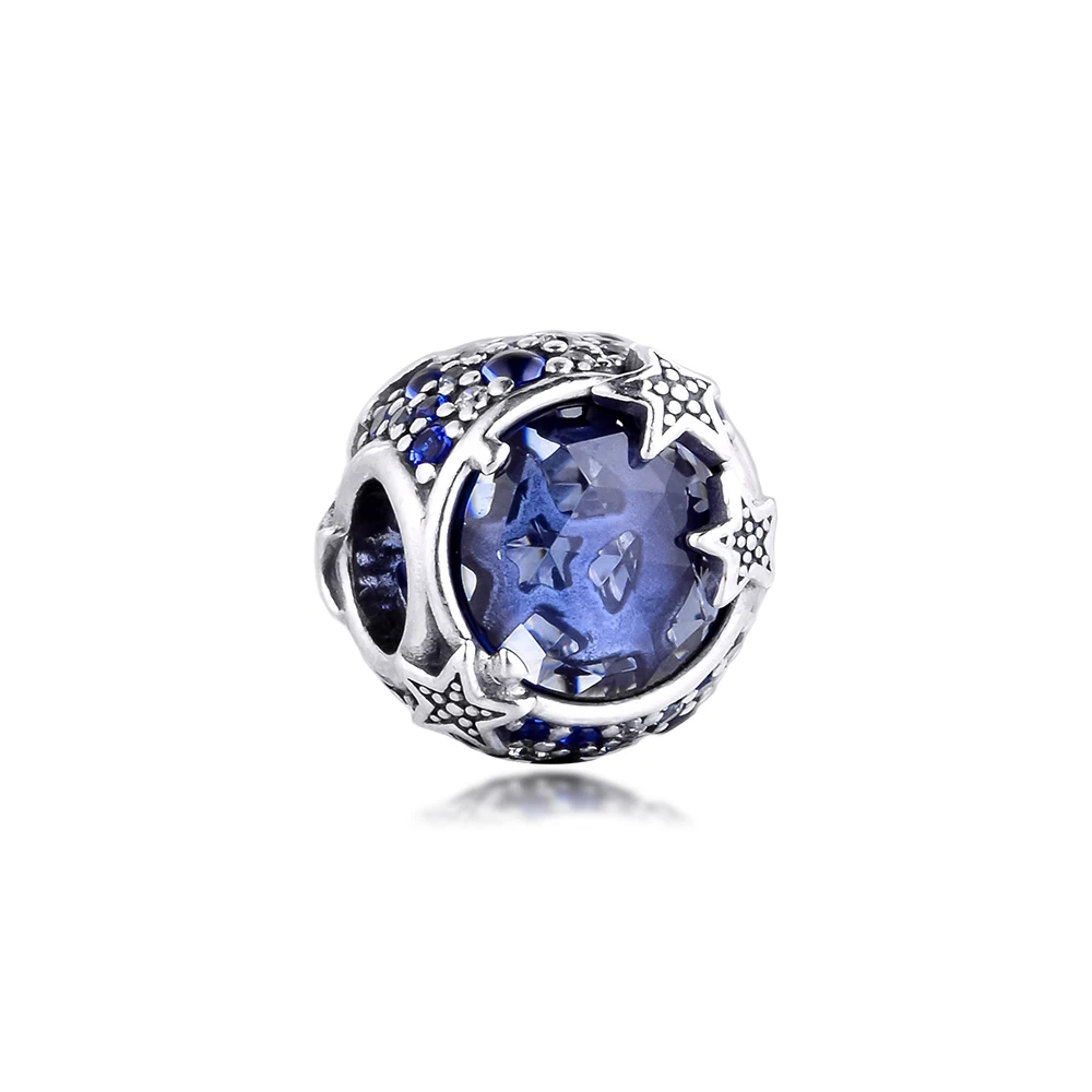 

DIY Fits for Pandora Charms Bracelets Celestial Blue Sparkling Stars Beads 100% 925 Sterling-Silver-Jewelry Free Shipping