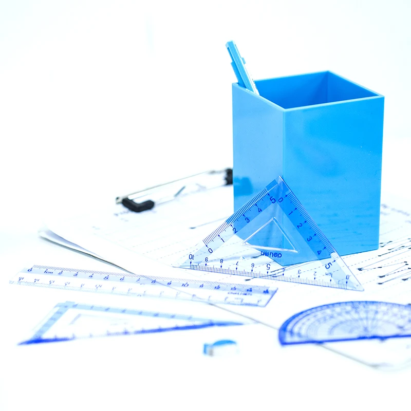 

4pcs / set of Deli 9594 blue multifunctional drawing combination ruler + triangle plate + protractor, student office stationery