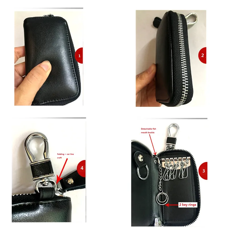 Miyahouse Genuine Leather Design Unisex Key Wallet High Quality Multi Function Key Bag With 6 Rings Ladies Housekeeper Key Holde
