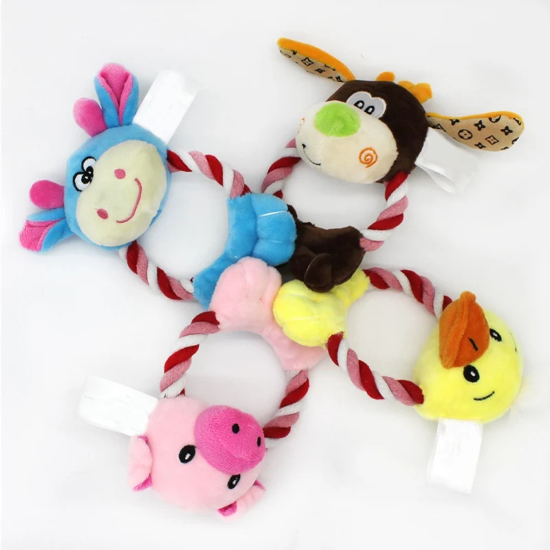 

Dog Chewing Plush Toy Squeak Fleece Animal Shaped Doll Cleaning Teeth Bite-Resistance Durable Chew Toy Pet Supplies