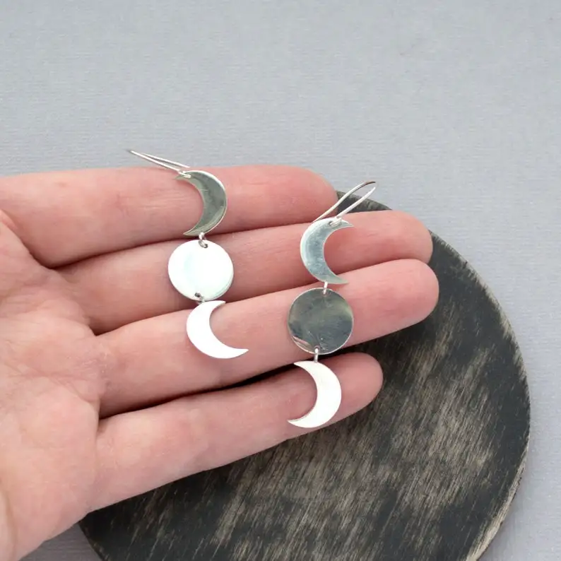Серьги в виде фазы Луны серьги богини тройной ведьмы стиле бохо из стерлингового