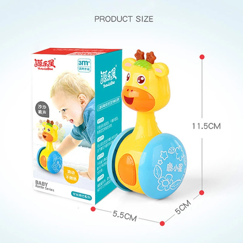 

Baby Rattles Tumbler Doll Baby Toys For Children Cute Cartoon Giraffe Roly Poly Learning Education Toys Gifts Baby Bell Toys