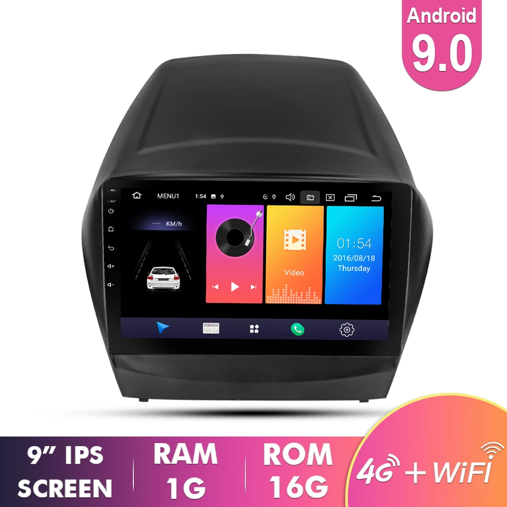 9inch 1G 16G with4G Ekiy " ips Android 9,0 не 2 Din Автомобильный мультимедийный плеер авторадио стерео для hyundai IX35 2010- gps навигация MP3 MP4 MP5 - Цвет: 9inch 1G 16G with4G