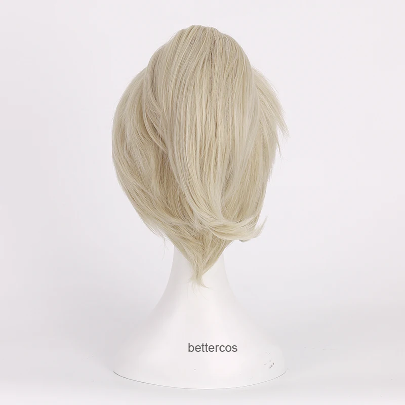 Парик для косплея из короткого льняного светлого конского хвоста термостойких