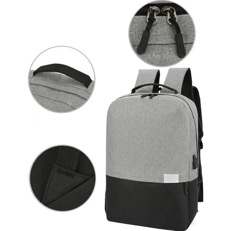 3pcs / Set Stitching Couple Large Capacity Backpack USB Charging Multifunctional Computer Bag Pure Color Oxford Cloth | Багаж и сумки