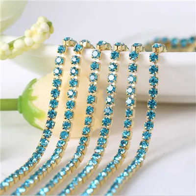 Aquamarine Аксессуары для обуви Швейные модные Кристаллы Свадебные Стразы цепи для DIY свадебные вечерние платья - Цвет: Aquamarine
