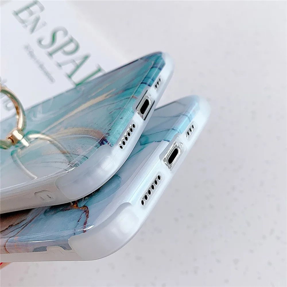 

FLYKYLIN Marble Ring Holder Case For iPhone 12 11 Pro Max XR X XS Max 7 8 Plus SE 2020 Case Soft Silicone Shockproof Phone Cover