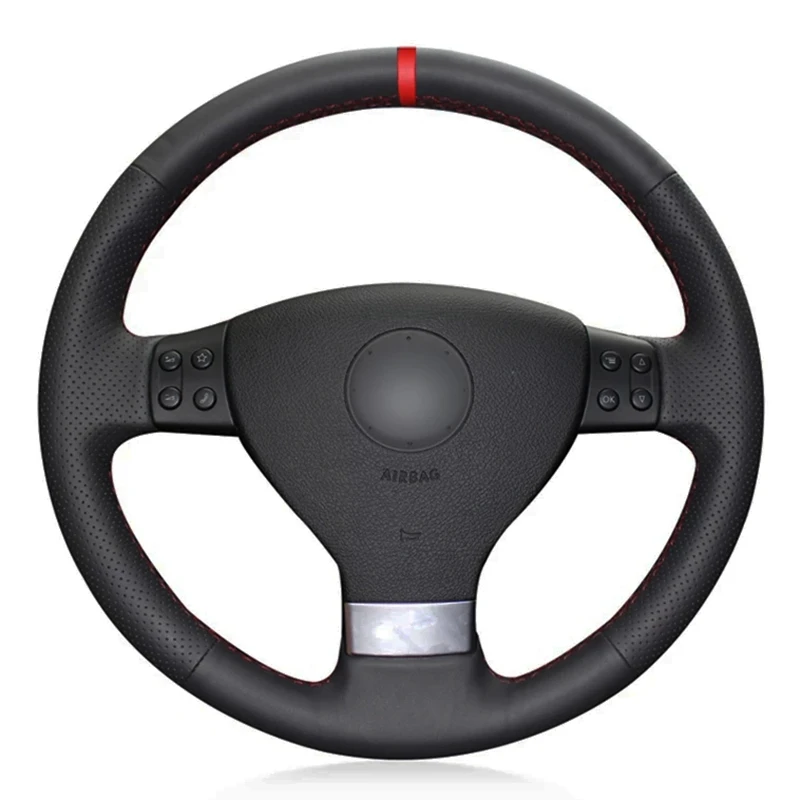 Black Soft Artificial Leather Car Steering Wheel Cover For Volkswagen Golf 5 Mk5 VW Passat B6 Jetta 5 Mk5 Tiguan 2007-2011