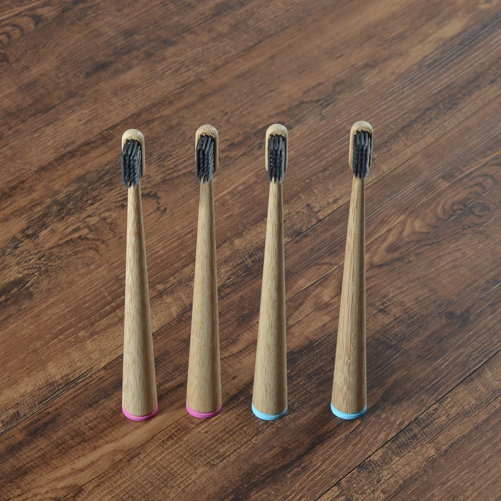 Новый дизайн зубная щетка конусная форма 4-Pack vegan Мягкая с бамбуковой щетиной cepillo
