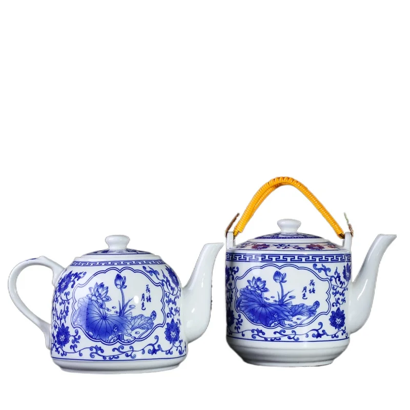 

Керамический чайник Jingdezhen, домашний чайник большой емкости, синий и белый цвет, органический чайник, товары для здоровья и здоровья