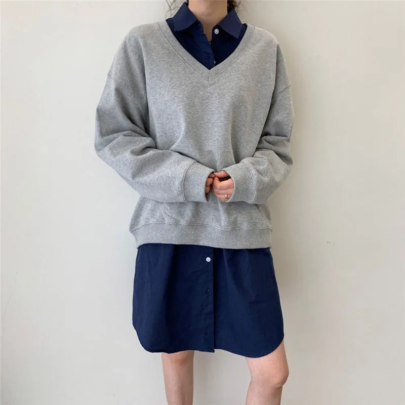 

Plus Size Autumn Dress Fashion Long Sleeve Solid Color Casual Dresses Loose Irregular Cotton Single-Breasted Dress Women Clothes