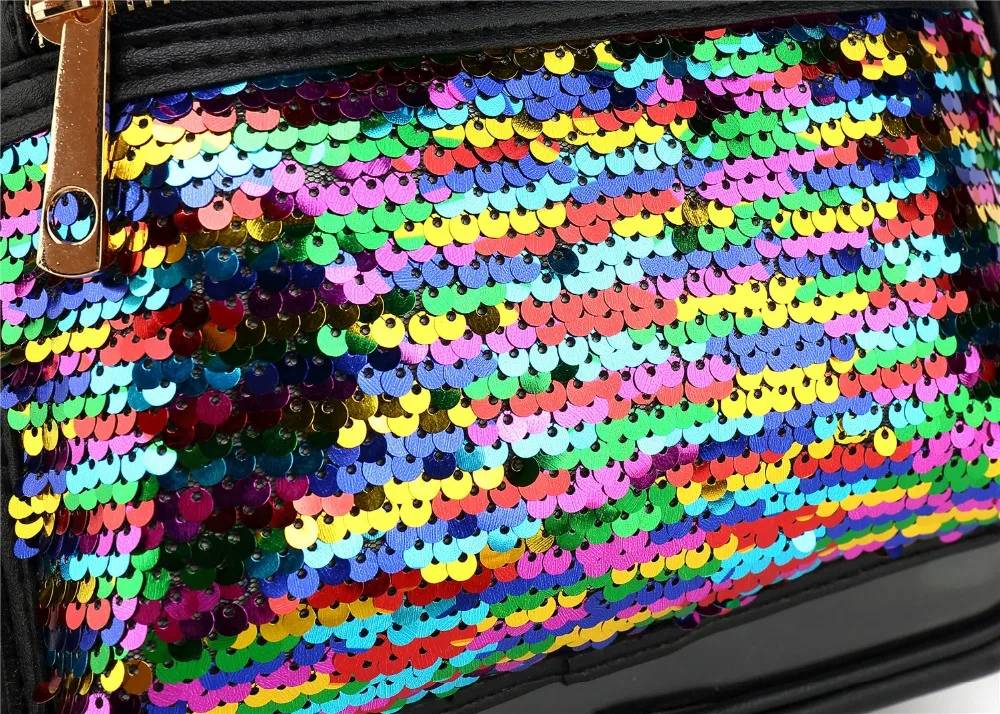 Женский прозрачный черный рюкзак Модный женский с блестками Летний милый для