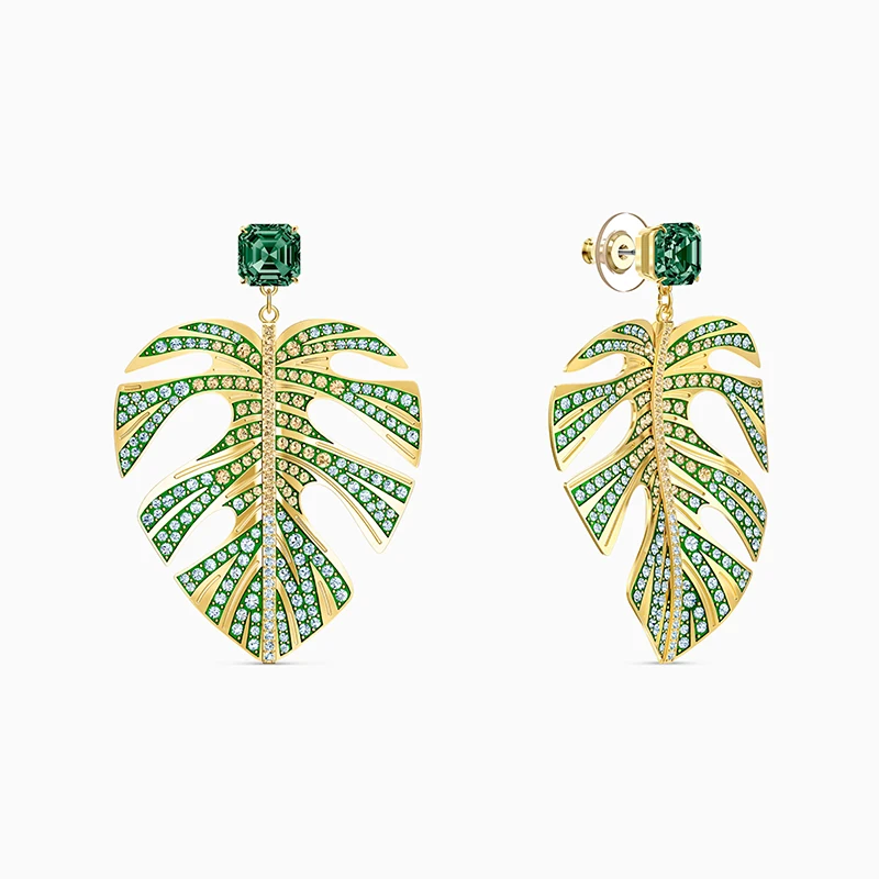 

Fashion Swa New Tropical Leaf Pierced Earrings Element Tropical Leaf Decorative Earrings Female Romantic Jewelry Birthday Gift