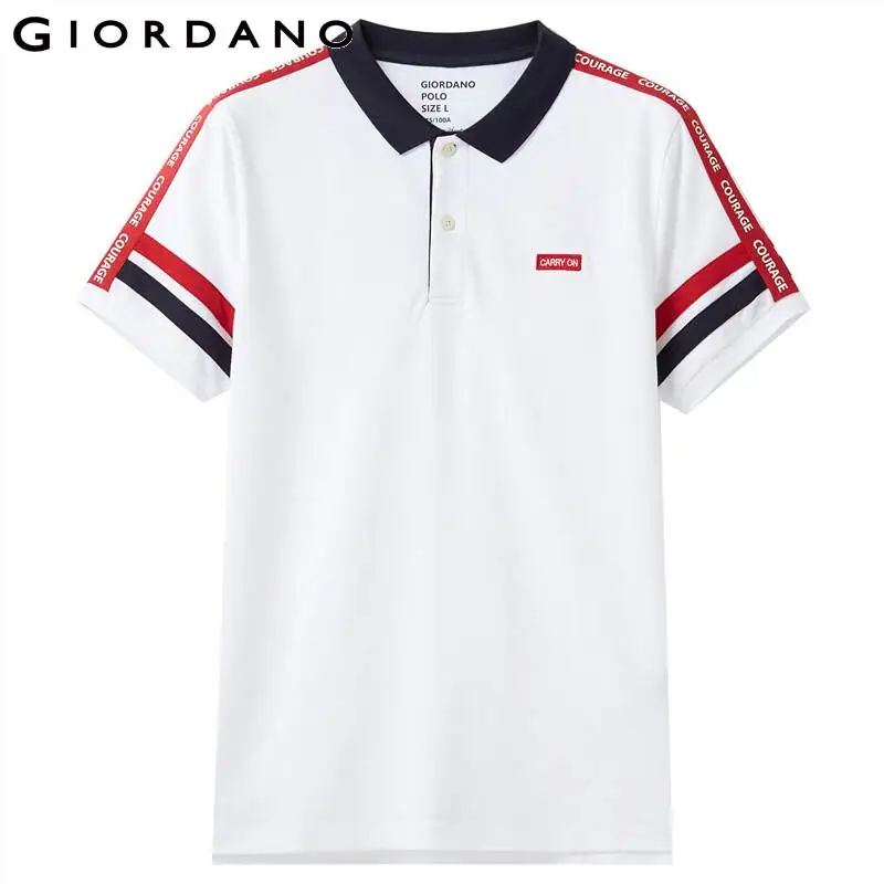 Мужская эластичная рубашка поло из лайкры Giordano прочная ребристая с короткими