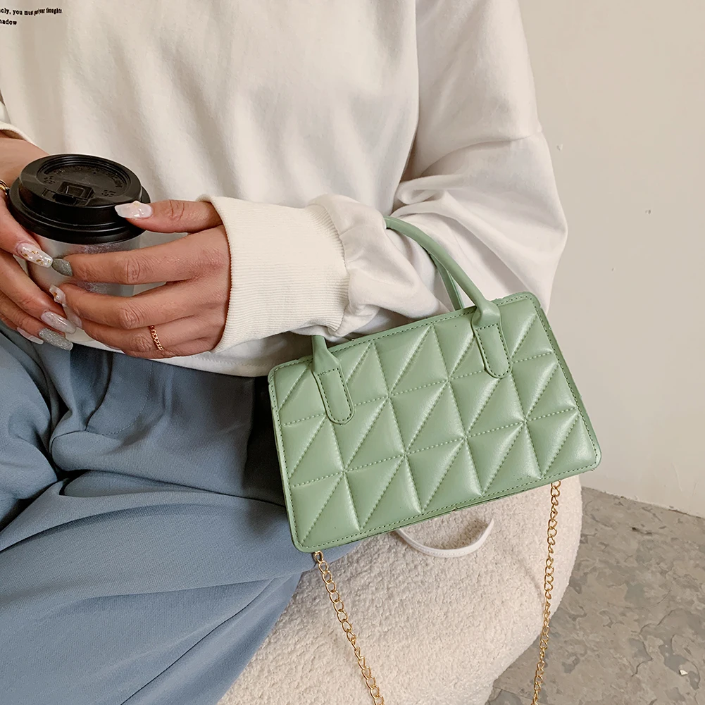 

Women Chain Handbag PU Leather Ladies Casual Solid Color Shoulder Bag Female Travel Sling Purses Girl Messenger Pouch