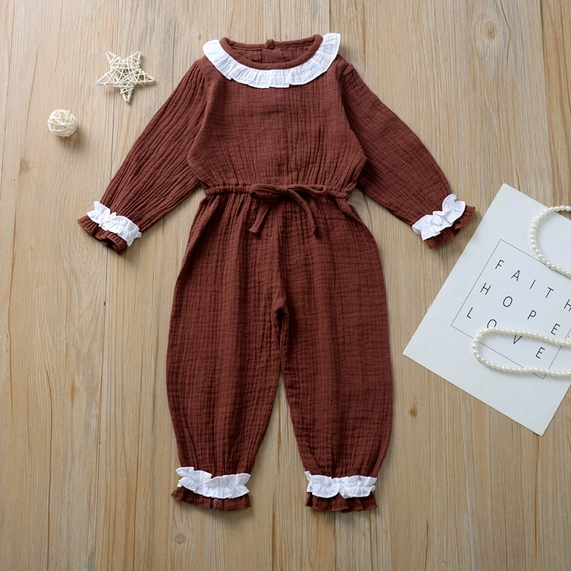 Одежда для новорожденных комбинезон с длинными рукавами и рюшами маленьких