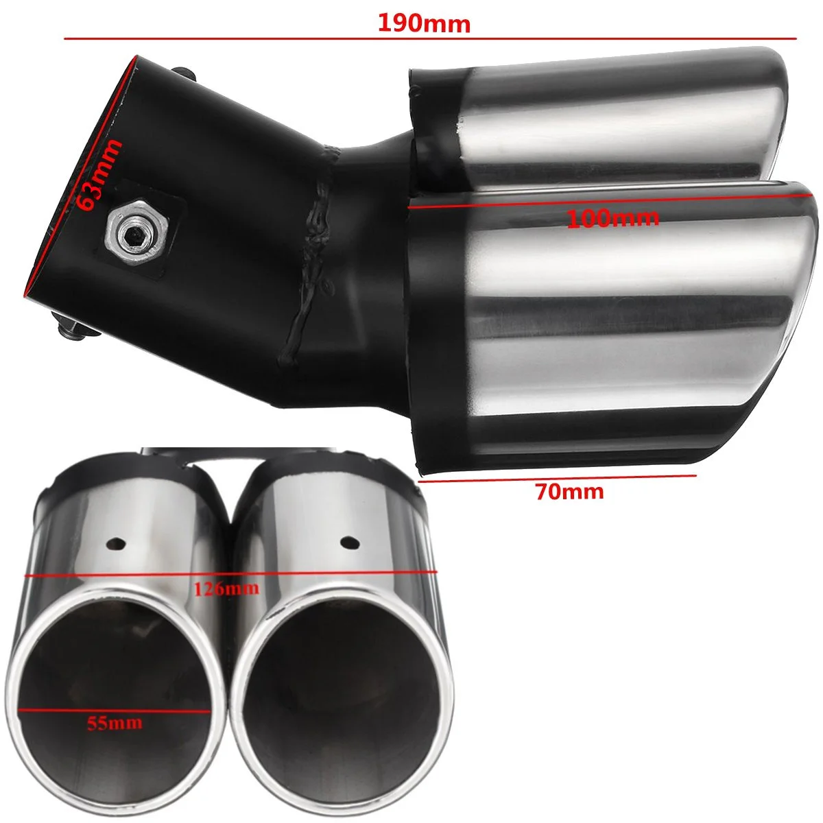 NEW Universal Car Decoration Chrome Tail Pipe Stainless Steel Curved Dual-outlet Exhaust Trim Muffler for BMW Benz | Автомобили и