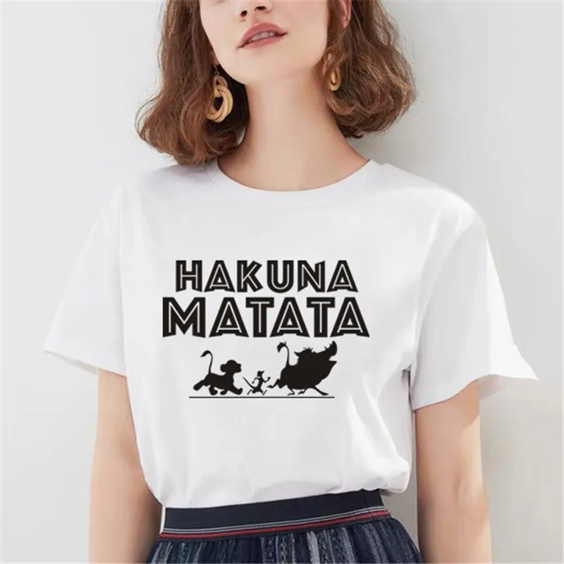 

New Summer Women T-shirt Cartoon Lion King Printed Tshirt Fashion Casual Harajuku Tshirt Female Cute Tee Woman O-Neck Tops