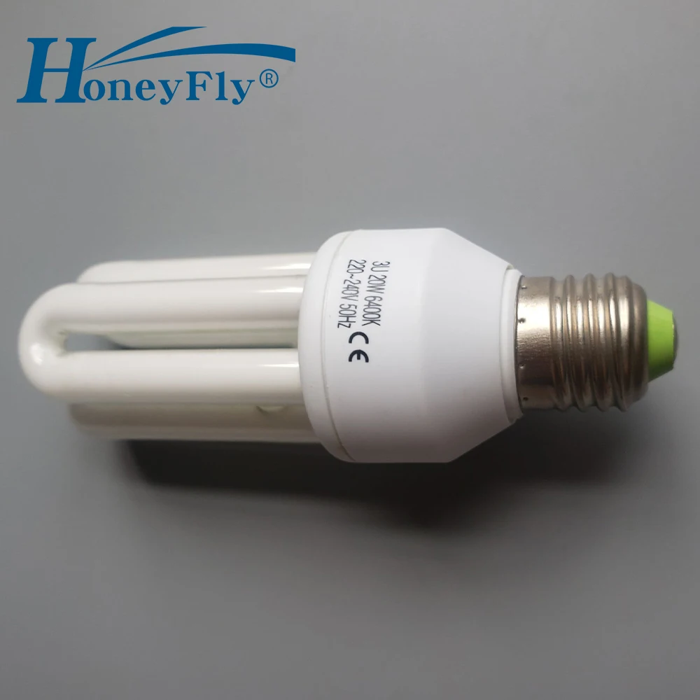 HoneyFly 3U ламповая энергосберегающая лампа AC220-240V 15 Вт/20 Вт E27 u-образный люминесцентный светильник, Домашний Светильник ing