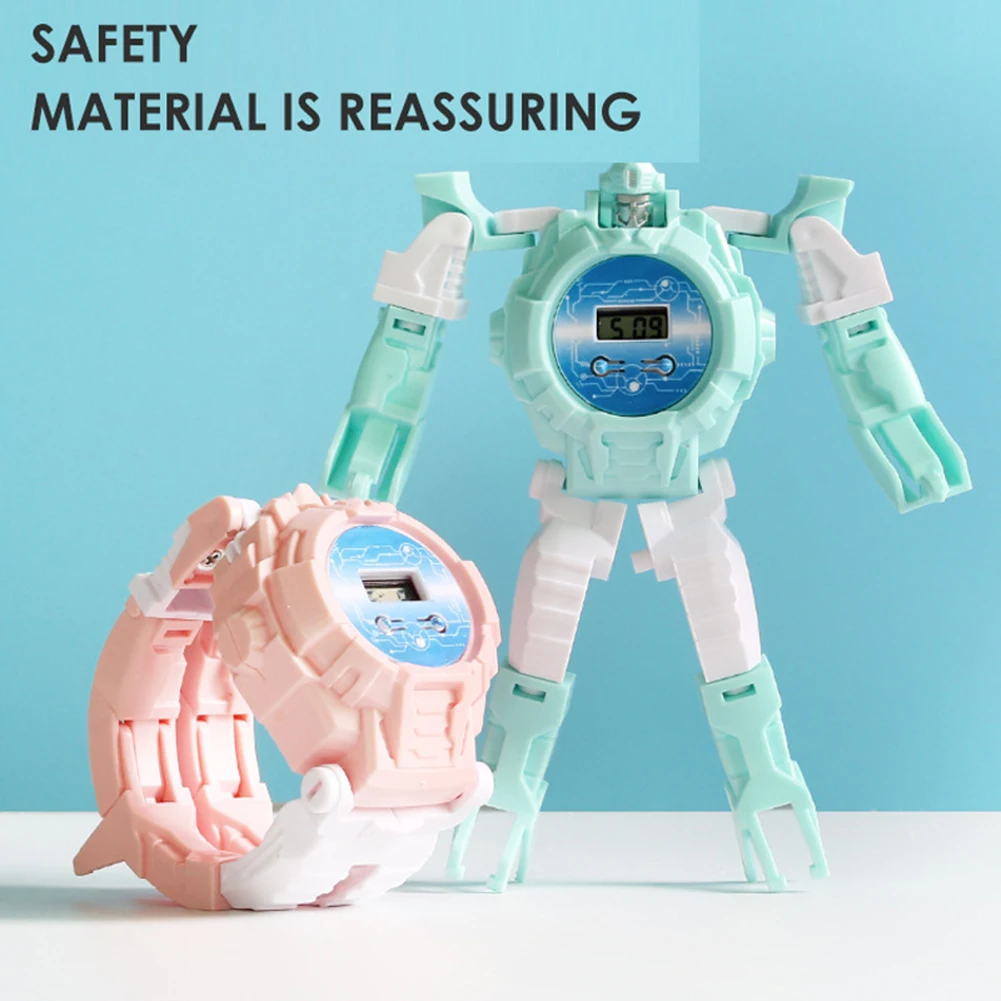 Детские креативные электронные часы трансформеры 2 в 1 наручные с героями