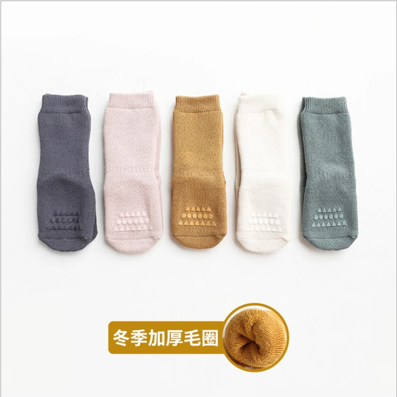 Утепленные детские носки осенне-зимние хлопковые теплые Нескользящие напольные