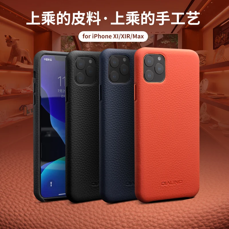 Чехол ручной работы из натуральной кожи для iPhone 11 Pro Max, чехол из зернистой кожи с узором, чехол для телефона для iPhone 11 Pro Max, черный чехол