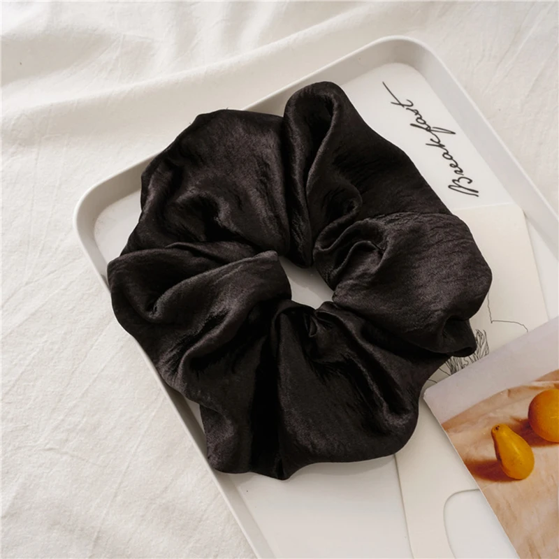 

Glitter Smooth Satin Hair Scrunchies Pure Color Glossy Solid Color Oversized Hair Rope Ponytail Holder Women Hair Accessories